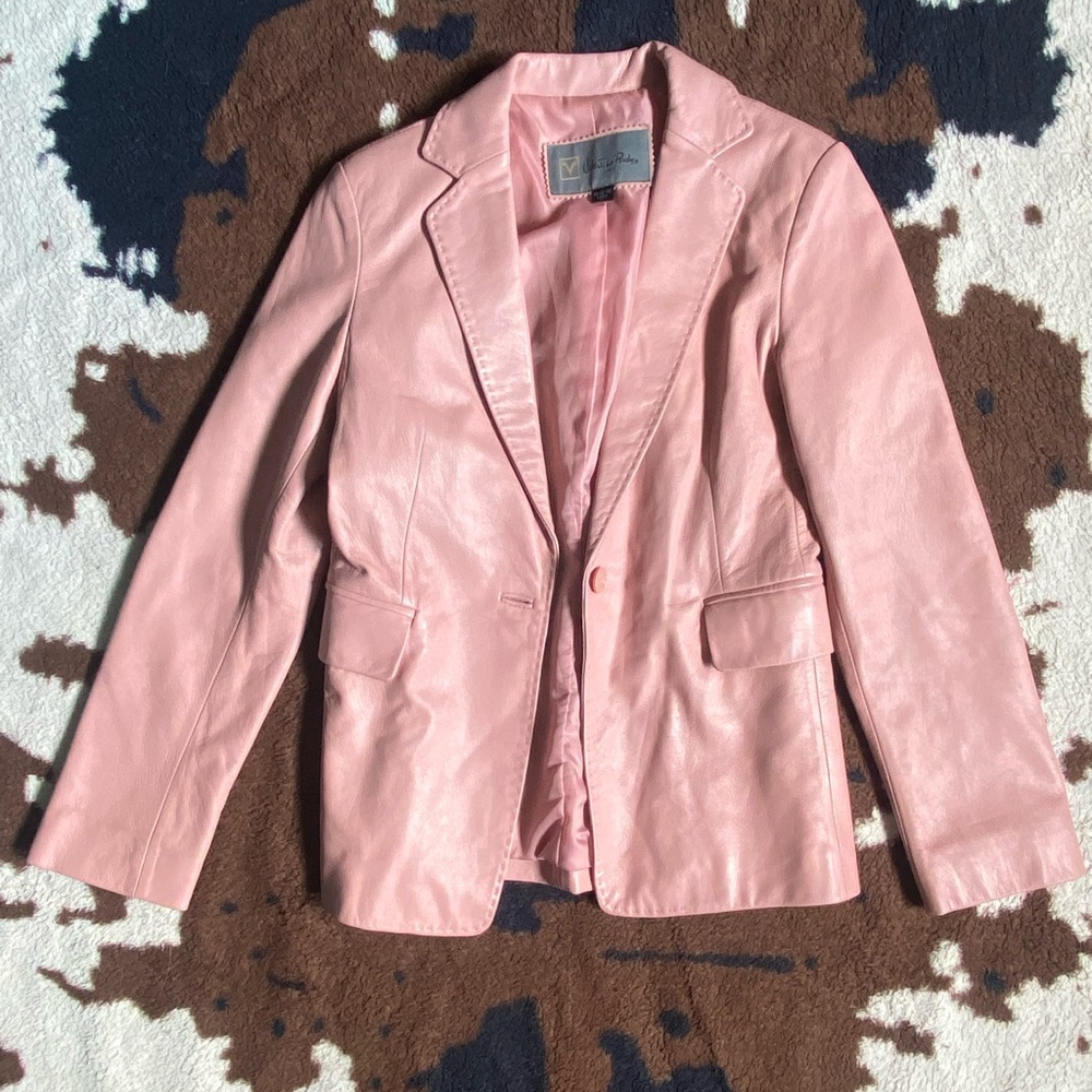 Vintage Baby Pink Leather Blazer